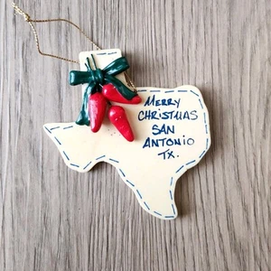 Adorno de Navidad del estado de Texas chile pimienta 3D decoración navideña 3,5" difícil de encontrar hecho a mano E - Imagen 1 de 5
