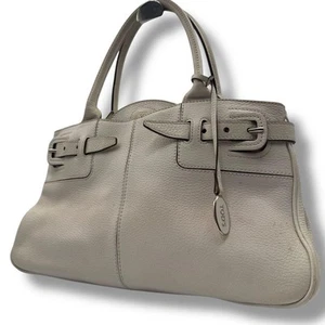 TOD's Handtasche Beuteltasche Tasche Ganzleder grau weiß Damen gebraucht aus Japan - Bild 1 von 12