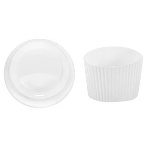 1Set 3.54" Silicone Cup Lid with Sleeve Spill-proof for Coffee White - Picture 1 of 7