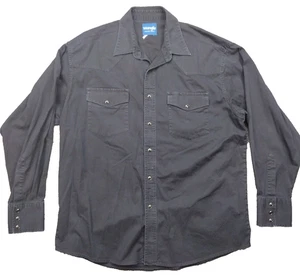 Camisa Wrangler De Colección Para Hombres Negra Carbón Perla A Presión Desteñida Gruesa Denim Grunge - Imagen 1 de 13
