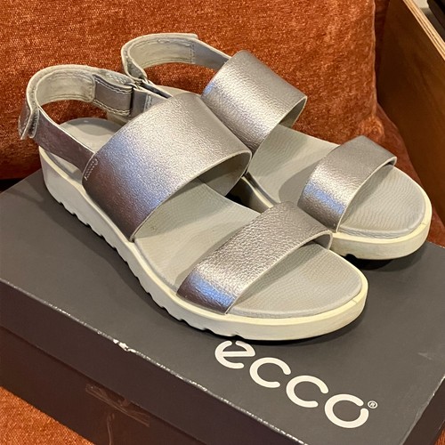 Ecco Freja Classic Donna EU 37 US 6 Sandali ARGENTO Doppio Cinturino Scarpe Sandalo