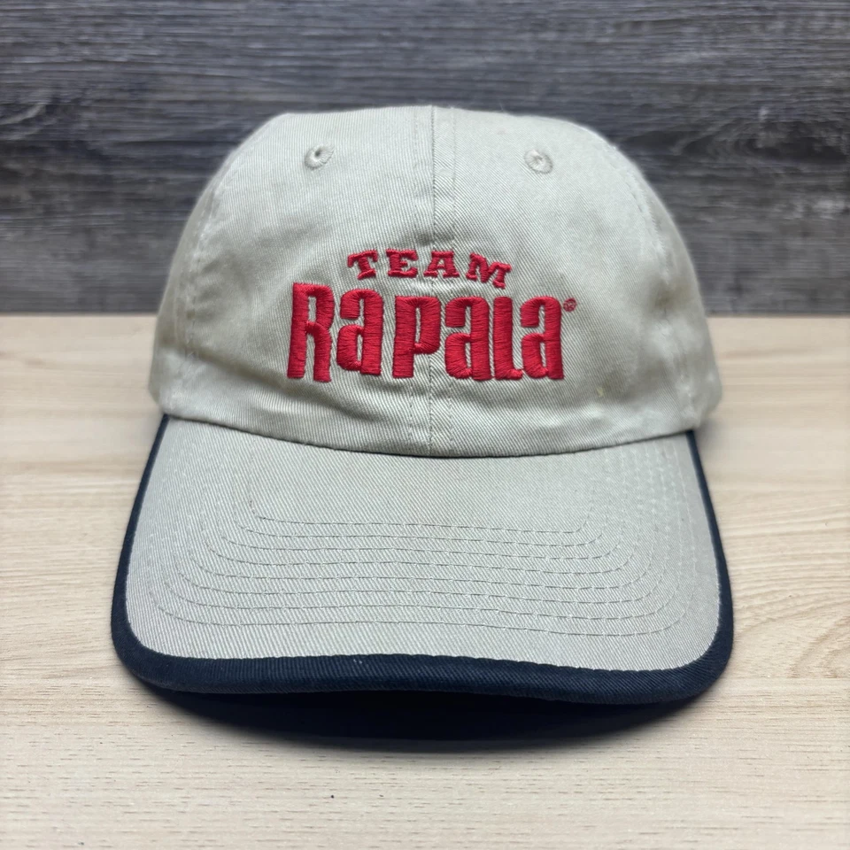 Team Rapala Hat Cap Strap Back Mens Khaki Tan Black Fishing Logo Embroidered - Image 1 of 4