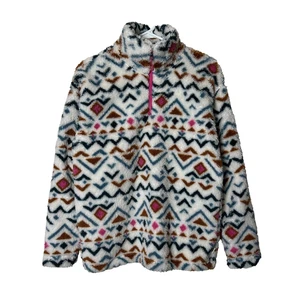 Giacca donna Eddie Bauer stampa colorata orsacchiotto pile 1/4 zip S geometrica - Foto 1 di 8