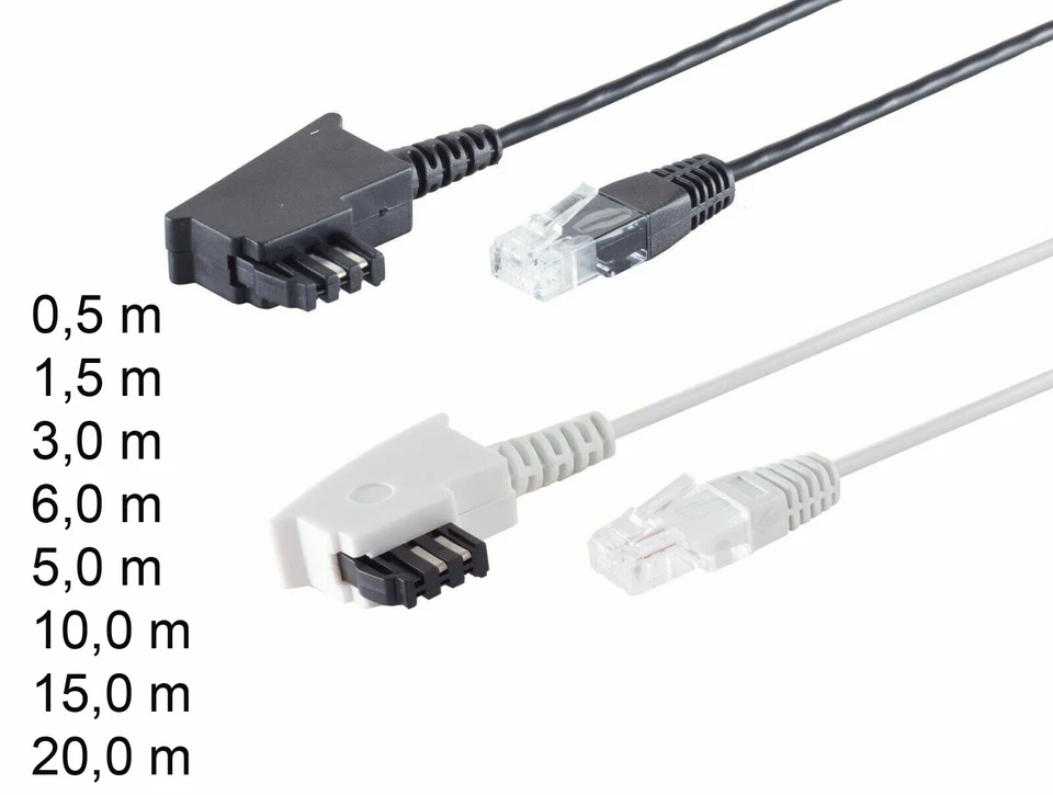 VDSL Routerkabel für DSL Telefonkanbel TAE-F RJ45 ISDN Router Telefon 0,5m - 20m - Bild 1 von 4