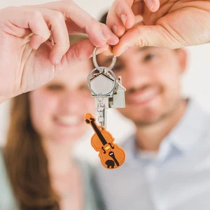  5 Stck. Neuheit Violine Schlüsselanhänger Musikinstrument Schlüsselanhänger stilvoll Musik Party - Bild 1 von 12