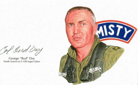 George Bud Day Hand Signed Cut Signature GOE Litho Misty Vietnam MOH (d) SUIT Cover