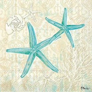 3-Ply Paper Napkins, 20-Count Cocktail Size, Laguna Shells - Picture 1 of 1