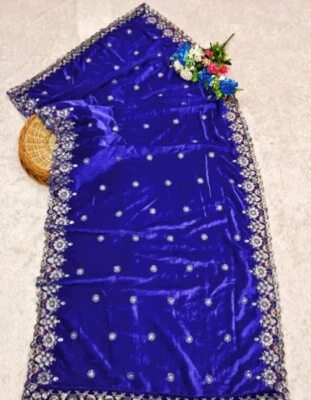 Indian embroided heavy velvet bridal wedding swal wedding partywear girl duppatt - Image 1 of 4