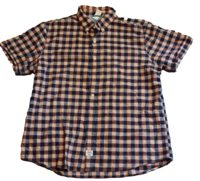 Izod Saltwater Shirt Mens XL Blue Pink  Plaid Short Sleeve Button Up 100% Cotton - Image 1 of 4