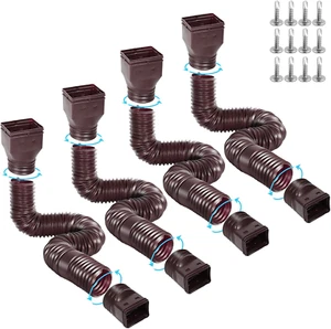 4 Pack Flexible Gutter Downspout Extensions Extendable from 21" to 67", Downspou - Picture 1 of 12
