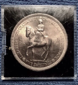 VIP 1953 GREAT BRITAIN 5 SHILLINGS Elizabeth II CORONATION CROWN KM#894 1 OWNER - Picture 1 of 12