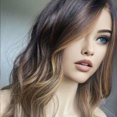 Ombre Rubio Marrón Onda Larga Remy Cabello Humano Sin Pegamento Resaltado Encaje Frontal Pelucas Foto 1 de 4