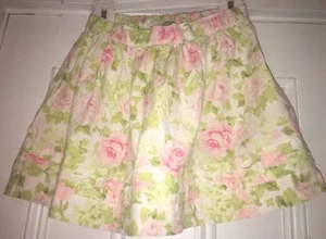 Hartstrings Boutique White Pink Green Floral Roses Skirt Girls Size 4 - Picture 1 of 2