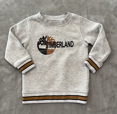 Timberland Sudadera BEBÉ 24M Gris Tostado Negro Acogedor Cálido Pullover Gráfico 2T Foto 1 de 4