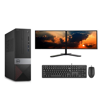 Dell Dual 20" Monitor SFF PC Setup - i5 6th Gen 16GB RAM 512GB SSD - Win11 Pro - Image 1 of 4