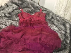 RRP $1800 Marchesa Notte Lace Tulle Tiered Dress Us 12 Ombré Effect Size M-L - Picture 1 of 19