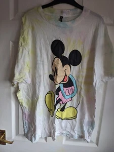 Ladies H&M Mickey Mouse T- Shirt tie dye size L New without tags - Picture 1 of 3