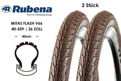 2 Stück 26 Zoll Fahrrad Reifen MITAS V66 26x1.50 City Touren Bike 40-559 Reflex - Bild 1 von 3