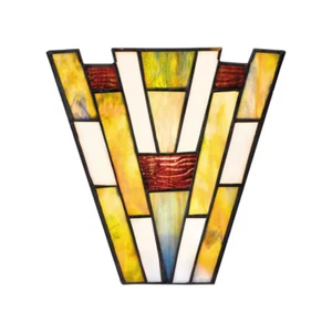 Fallsdale 1-Light Matte Black Wall Sconce with Tiffany Glass Shade HD7838C New - Picture 1 of 4