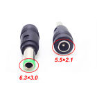 2pc 6.3 * 3.0mm Male to 5.5 * 2.1mm Female AC DC Power Adapter Plug Connector