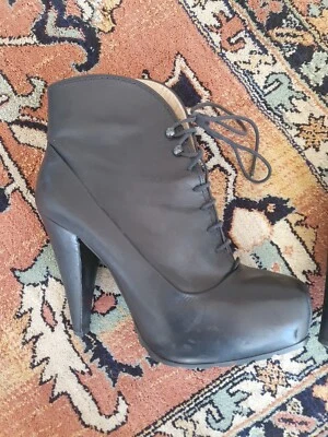 Botines Proenza Schouler Tacones Talla 38 Cuero Negro Plataforma Gótico Pin Up Vamp Foto 1 de 4