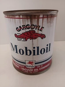 Rusty Mobiloil Gargoyle Motor Oil Can 1 qt. ( Re-pop Metal Can Collectible ) - Picture 1 of 5