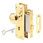 E 2293 Mortise Keyed Lock Set With Polished Brass Knob ? Perfect For Replacin...