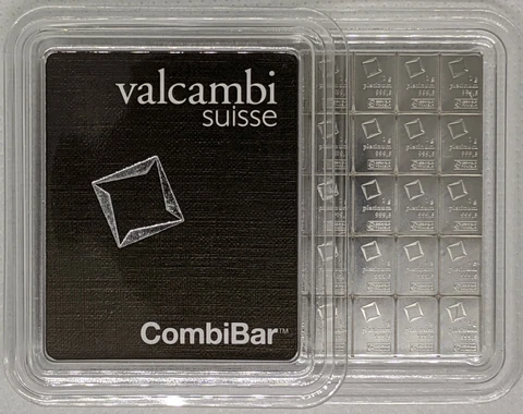 1 gram Platinum Bar - Valcambi- 999.5 Fine Cover
