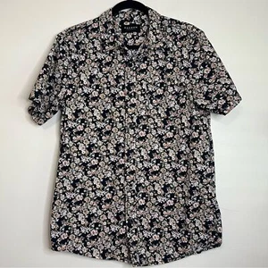 PacSun Floral Button Down Shirt Men’s M Black Pink White 100% Cotton Casual - Picture 1 of 6