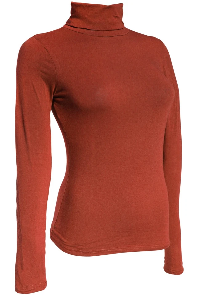 Top camisas básicas de cuello alto de manga larga con capas para mujer Foto 1 de 1