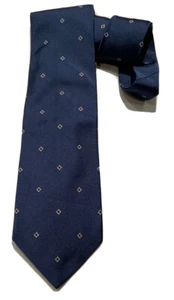 LORO PIANA Blue Geometric Silk Tie HANDMADE ITALY 58"/ 4" EC - Picture 1 of 3