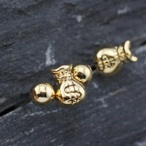New Women 18K GOLD Filled Cute Money Bag Ball Beads Stunning Stud Earrings Set - Picture 1 of 3