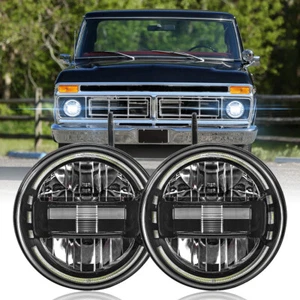 Brightest 2pc 7inch Round Led Headlight Halo Ring DRL For Ford Mustang 1965-1973 - Picture 1 of 12