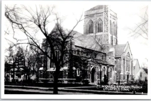 LITCHFIELD, CONN. RPPC Postal Iglesia Episcopal de San Miguel - Imagen 1 de 2
