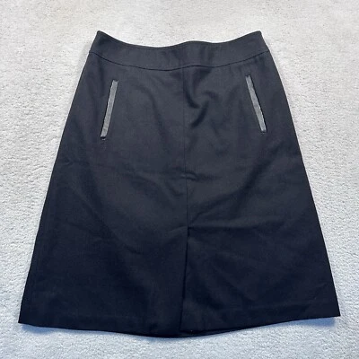 Falda lápiz Banana Republic mezcla de lana para mujer 8 bolsillos negros abertura frontal Foto 1 de 4