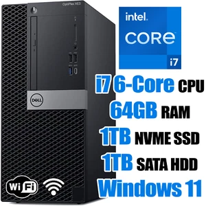 Dell OptiPlex XE3/7060 (i7 6C/12T, 64GB DDR4, 1TB NVME SSD+1TB HDD, WLAN+BT W11) - Bild 1 von 7