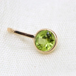 14k Yellow Gold Small Peridot Necklace Pendant Handmade Jewelry Engagement Gift - Picture 1 of 10