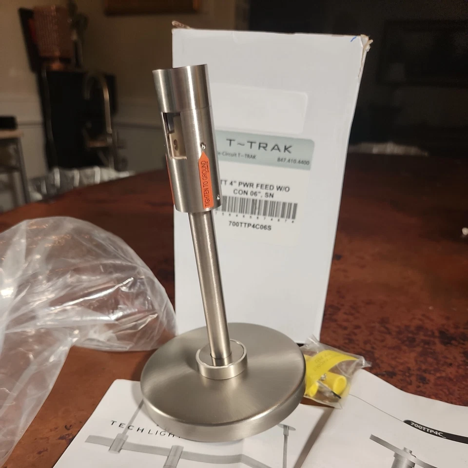 TECH LIGHTING 700TTP4C06S 4" T-TRAK ROUND POWER FEED 1-CIR CANOPY, SATIN NICKEL - Image 1 of 4