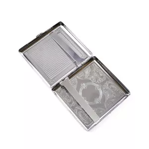 Vintage Cigarette Case Stainless Steel Metal Box Holder Tobacco Holder Pocket - Picture 1 of 6