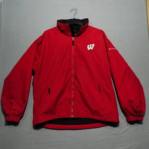 Columbia Jacket Men's Large Red Wisconsin Badgers Full Zip Windbreaker - Picture 1 of 21