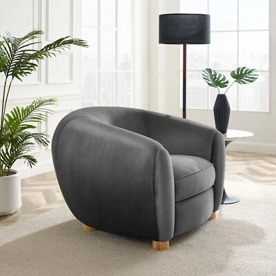Modway Abundant Performance Velvet Accent Armchair in Charcoal - Image 1 of 4