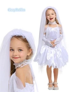 X-F4-1 Girls Bride Princess Corpse Ghostly Bride Book Week Halloween Costume - Picture 1 of 8