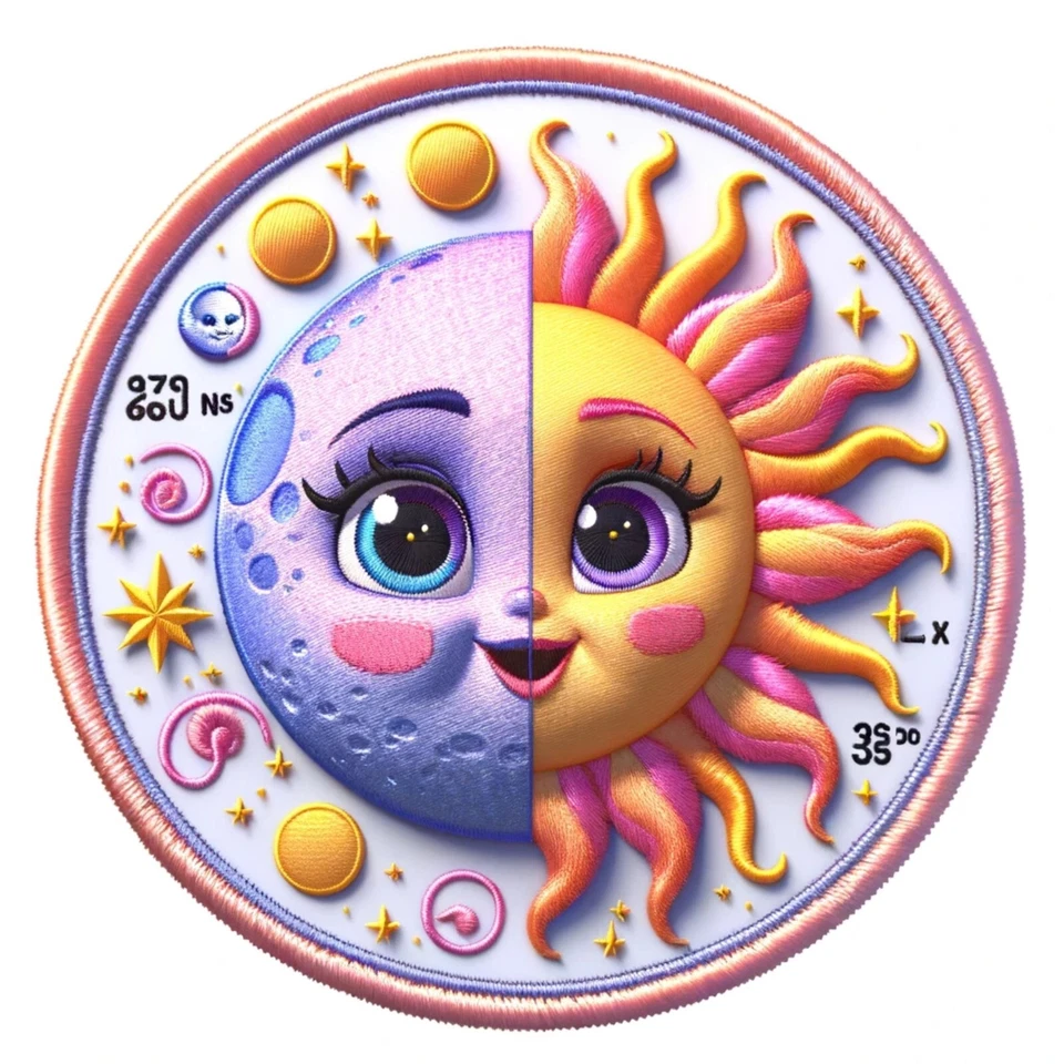 Sun and Moon Patch Iron-on Applique Clothing Boho Retro Hippie Celestial Stars - Image 1 of 4