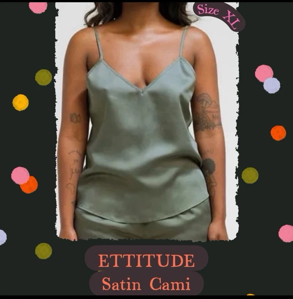 Ettitude Musgo de Bambú Talla XL Cuello en V Correa Ajustable Satén Camisola para Dormir Foto 1 de 3