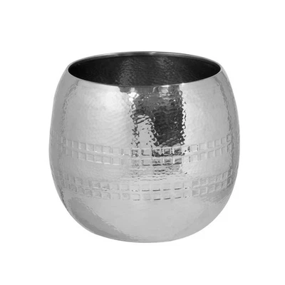 Fink Edelstahl Übertopf 18x21 cm Blumentopf silbernes gehämmertes Pflanzgefäß - Bild 1 von 4