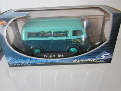 1/43 SOLIDO FOURGON FOURGONNETTE CAMIONNETTE PEUGEOT D4A "ANTIQUITES BROCANTE" - Photo 1/4