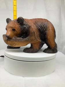 Japanese Clay Bell Ceramic Dorei Asian Antiques wood carvingBear7.8x4.3x4.7inch - Picture 1 of 12