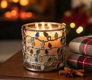 Bath & Body Works Glittered Christmas Lights 3 Wick Candle Holder Holiday Decor - Picture 1 of 6