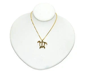 Collar de diamantes naturales de oro amarillo de 14 quilates .09tcw collar de tortuga colgante - Imagen 1 de 11