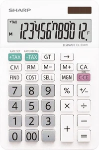 Sharp EL-334W 12 Digit Folding Stand Solar Desktop Calculator White - Picture 1 of 1